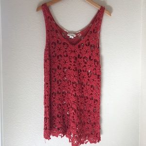 💛Artisan NY Brand Pink Floral Crochet Dress